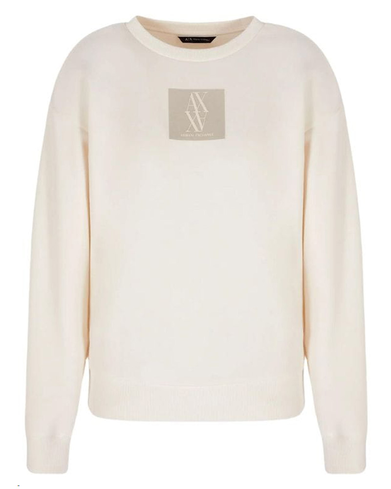 Armani Exchange Woman Logo Sweatshirt White Str. L