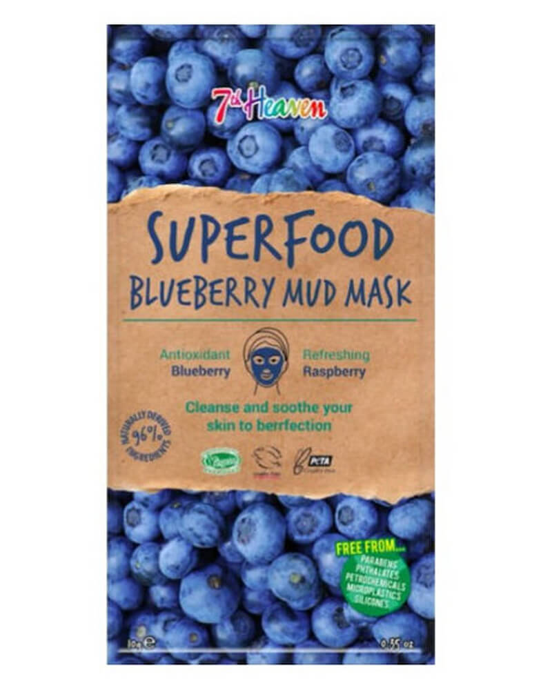 Ansigtmaske Mud Superfood Blueberry 7th Heaven - 10 gram - Earth Kiss