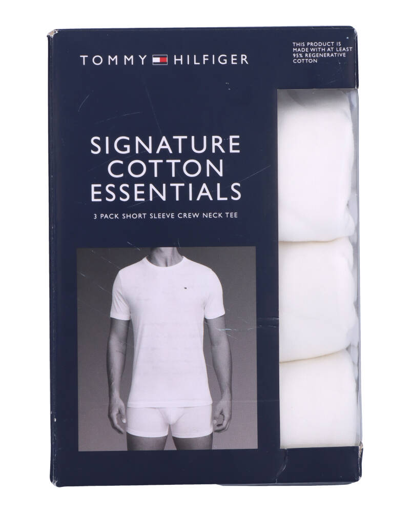 Tommy Hilfiger Cotton Crew Neck Tee 3-Pack Hvid Str. S 3 stk.