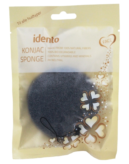 Idento Konjac Svamp - Circular - Bamboo Charcoal (Sort) (U)
