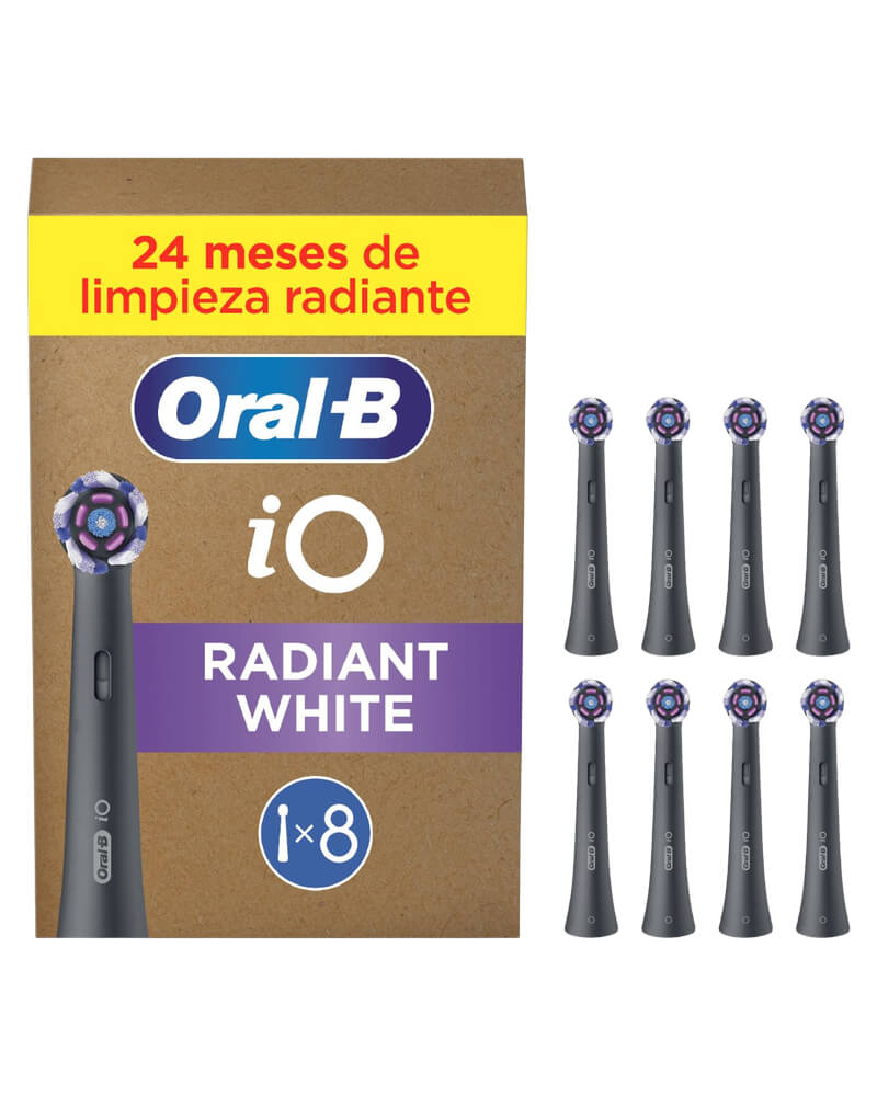 Oral-B iO Radiant White Sort, 8 stk. Ekstra tandbørstehoveder