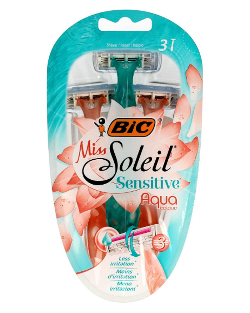 Bic Shaver Miss Soleil 3 Sensitive Aqua Colours   3 stk.