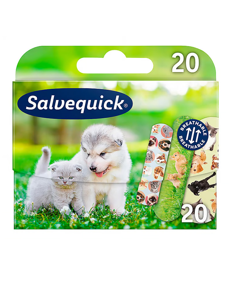 Salvequick Vandafvisende Børneplaster Animals 20 stk.