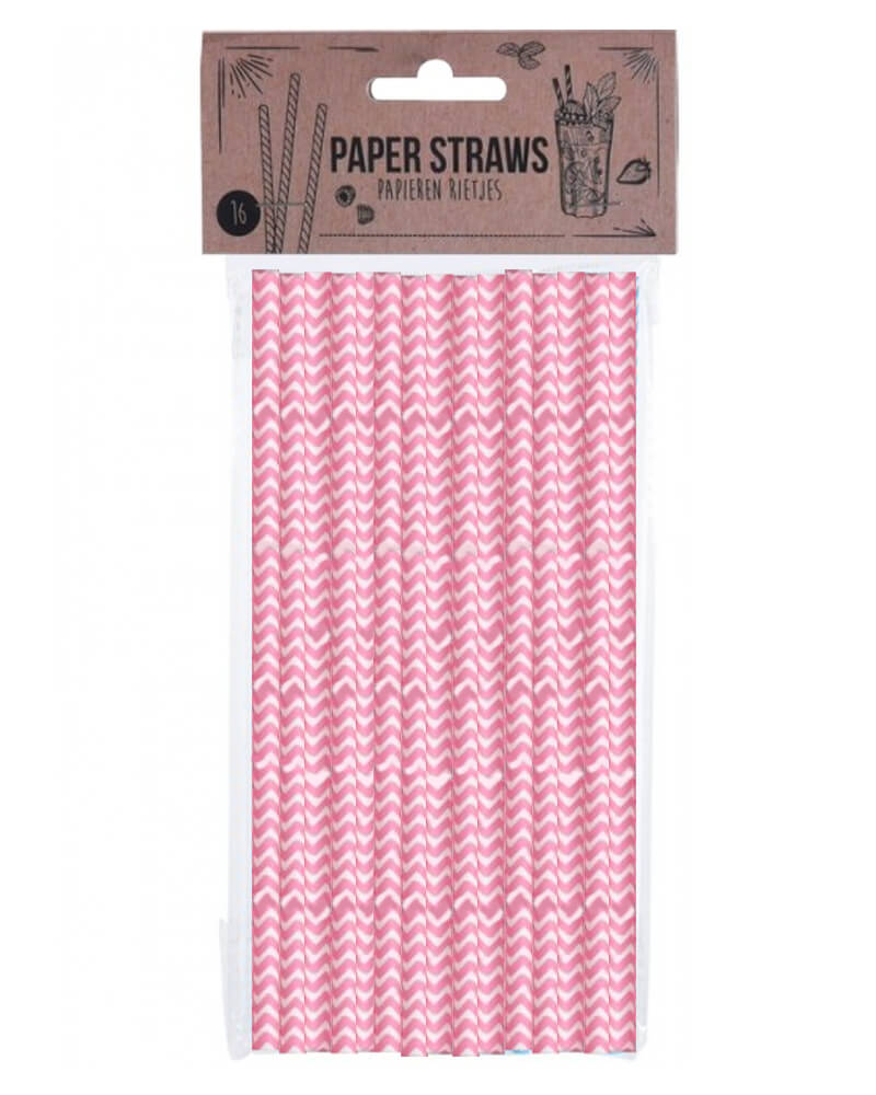 Party Collection Papirsugerør ZigZag Lyserød 16 stk.