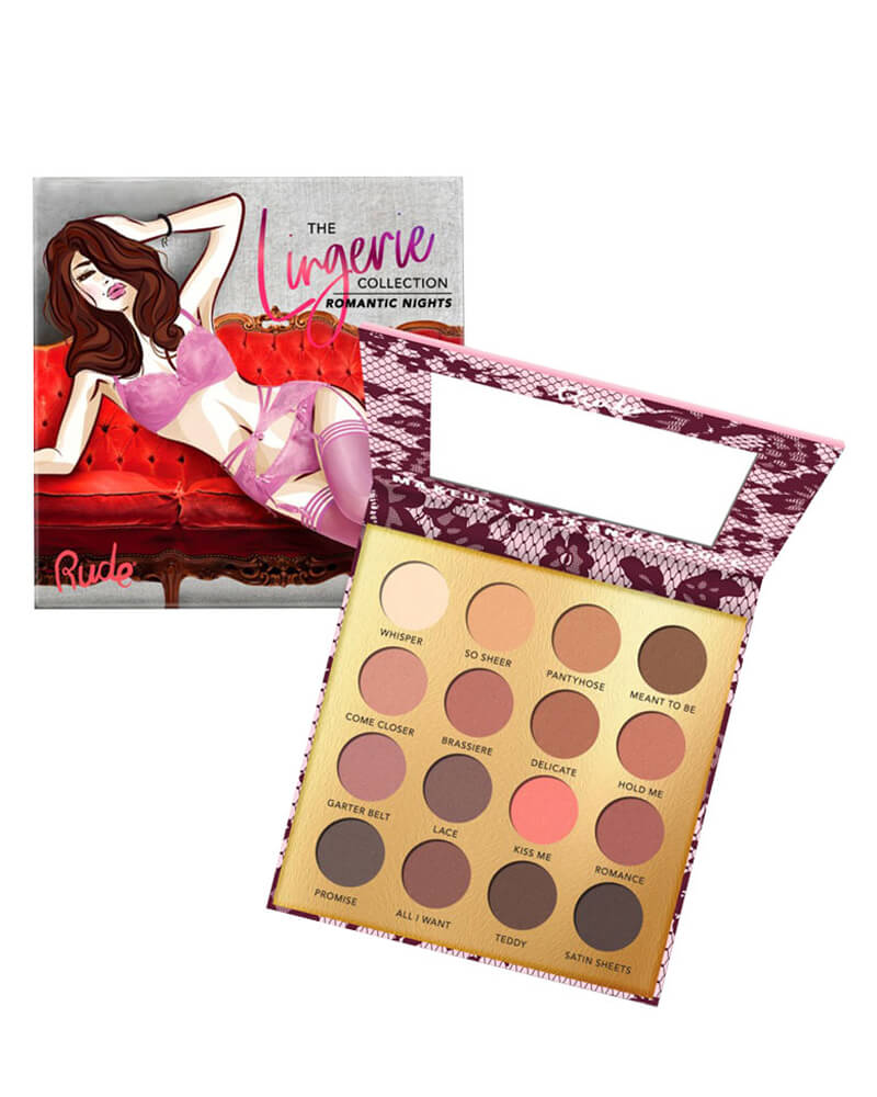 Rude Cosmetics Lingerie Collection 16 Matte Eyeshadow Palette Romantic Night 15 g billede