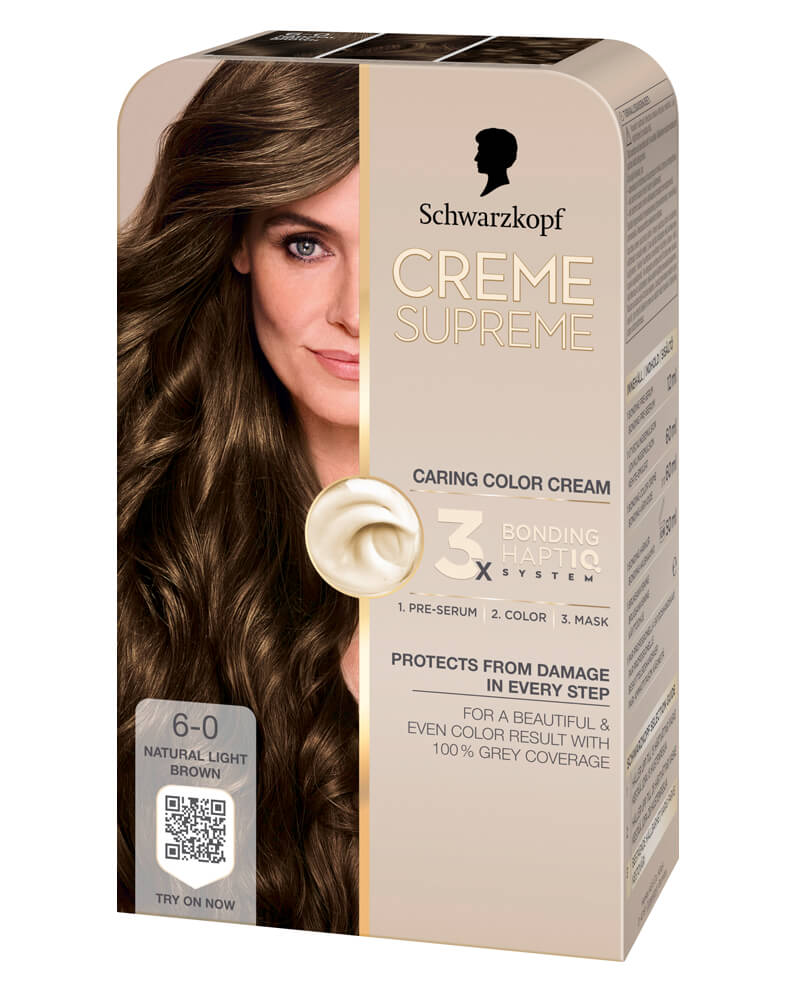 Schwarzkopf Creme Supreme 6-0 Natural Light Brown 60 ml billede