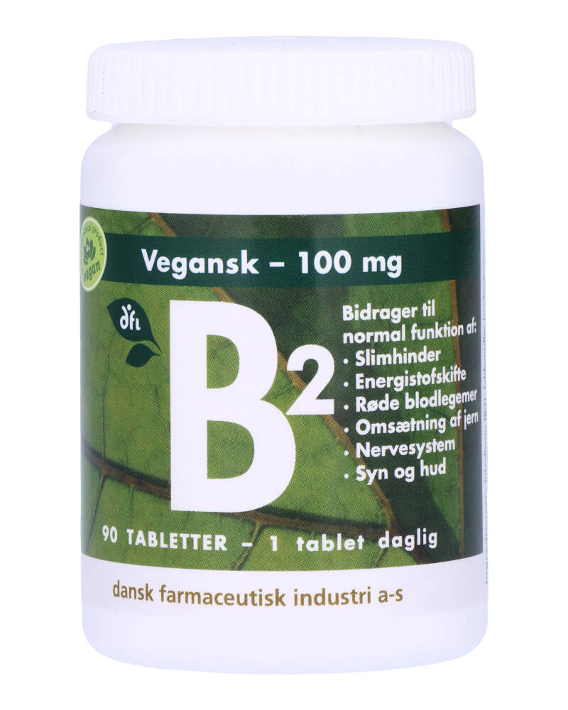 B2 100 mg - 90 tabletter - Grønne dfi vitaminer