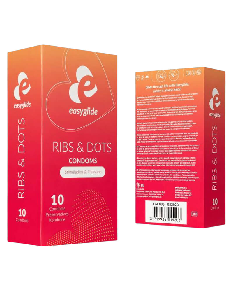 Easyglide Ribs & Dpts Condoms Stimulation & Pleasure   10 stk.