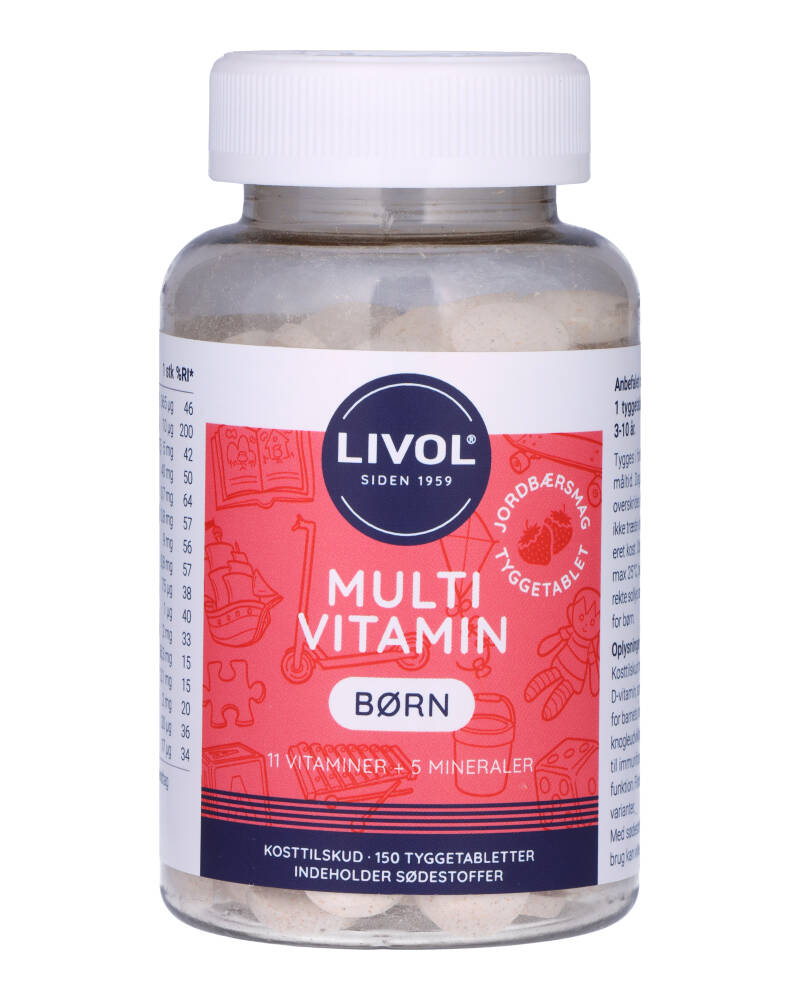 Multi Vitamin Total børn (jordbær) - 150 tabletter - Livol