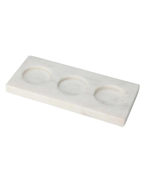 Excellent Houseware Marmor Fyrfadslysholder Hvid 18 x 8 cm