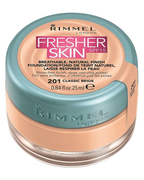 Rimmel Fresher Skin Foundation SPF 15 201 Classic Beige Rimmel Fresher Skin Foundation SPF 15 201 Classic Beige