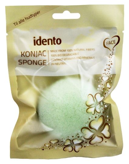 Idento Konjac Svamp - Halfball - Green Tea (Grøn) (U) Idento Konjac Svamp - Halfball - Green Tea (Grøn) (U)