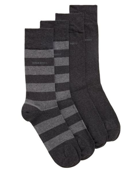 Boss Hugo Boss strømper 2-pack str. 39-42 - Block Stripe grå