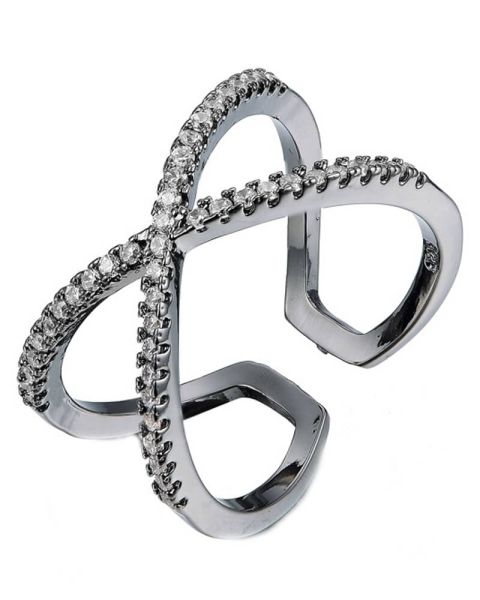 Everneed Scarlett Sort krydsring med klare zirconia sten (U)