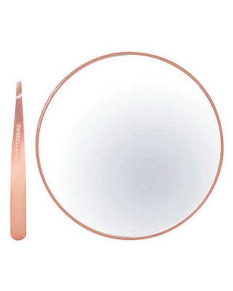 Tweezerman Rose Gold Mini Slant & 10x Mirror Duo