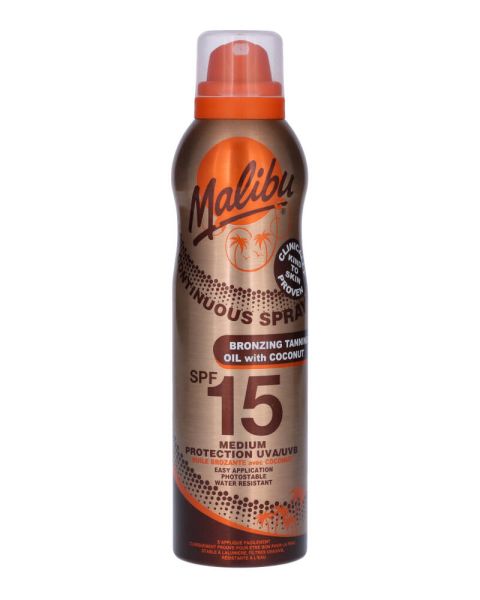 Malibu Bronzing Oil with Coconut Spray SPF 15 (Stop Beauty Waste) (Dobbelt Pakke)