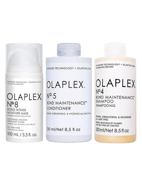 Olaplex No. 4 Bond Maintenance Shampoo + No. 5 Bond Maintenance Conditioner + No. 8 Moisture Mask Olaplex No. 4 Bond Maintenance Shampoo + No. 5 Bond Maintenance Conditioner + No. 8 Moisture Mask