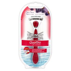 Wilkinson Sword - Quattro For Women + Holder med sugekop + 1 knivblad     