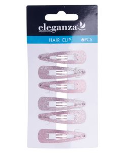 Eleganza Lyserøde Glimmer Hårspænder 6cm