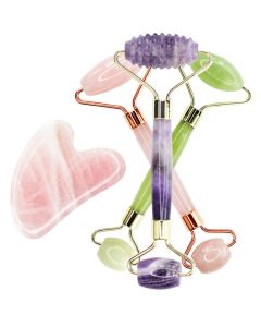 Glam Tools Rosa Quartz Gua Sha + Valgfri Roller