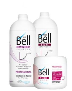 HairBell Shampoo + Conditioner + Mask (Gratis pumper)