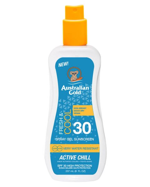 Australian Gold Fresh & Cool Spray Gel Sunscreen Active Chill SPF 30