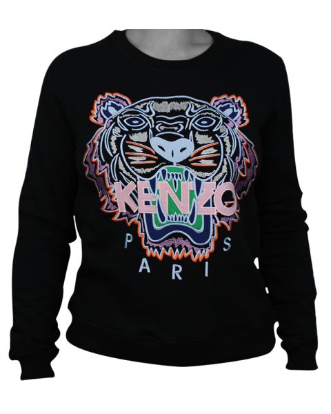 Kenzo Tiger Womans Sweatshirt Black Light Pink S Stop Beauty Waste