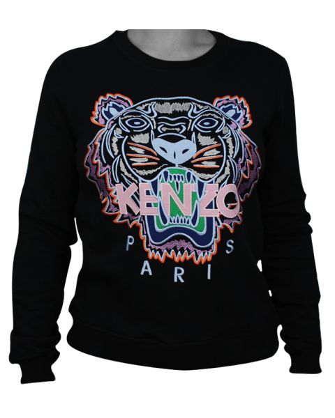 Kenzo Tiger Womans Sweatshirt Black/Light Pink S (Stop Beauty Waste)