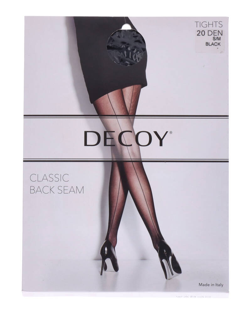 Decoy Classic Back Seam Tights (20 Den) Black S/M