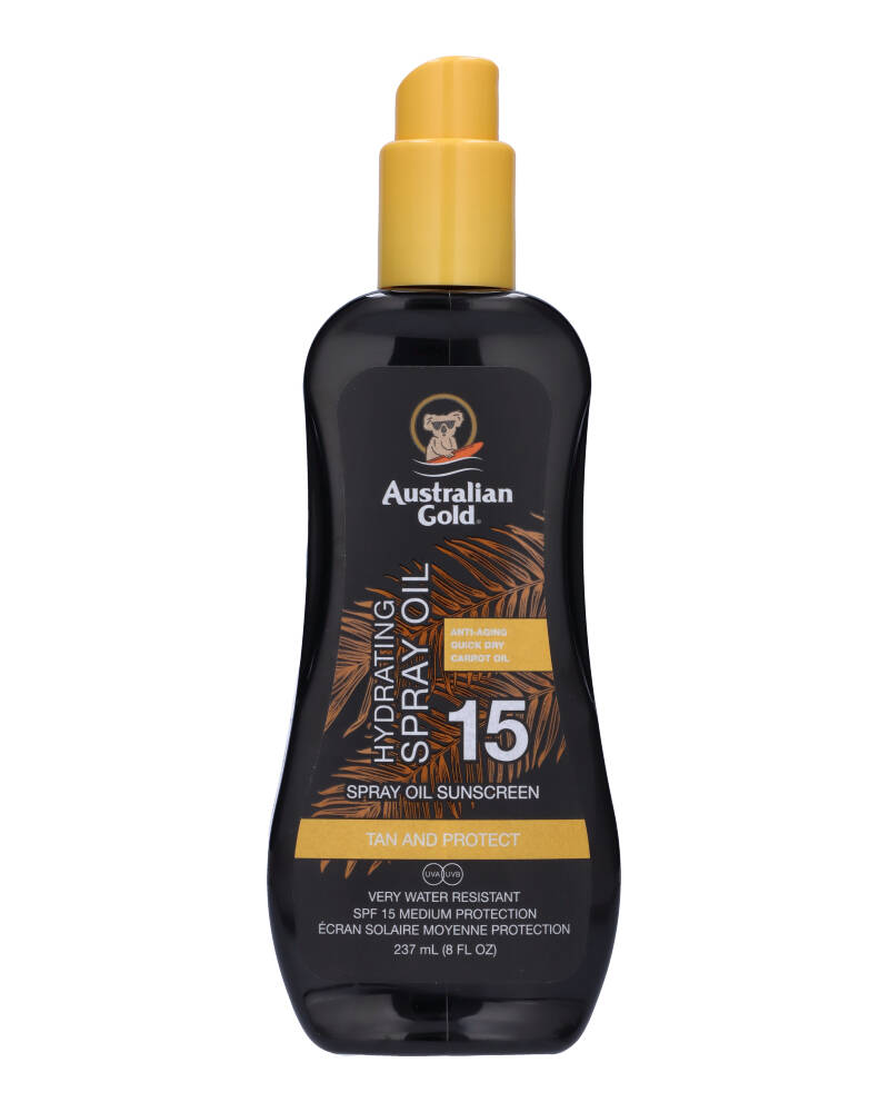 Australian Gold Spray Oil Sunscreen Carrot Oil Formula SPF 15 (U) (Stop Beauty Waste) (Dobbelt Pakke) 237 ml 2 stk.