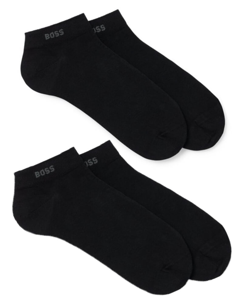 Billede af Boss Hugo Boss 2-pack Shoeliner Finest Soft Cotton Black Str 39-42 2 stk.